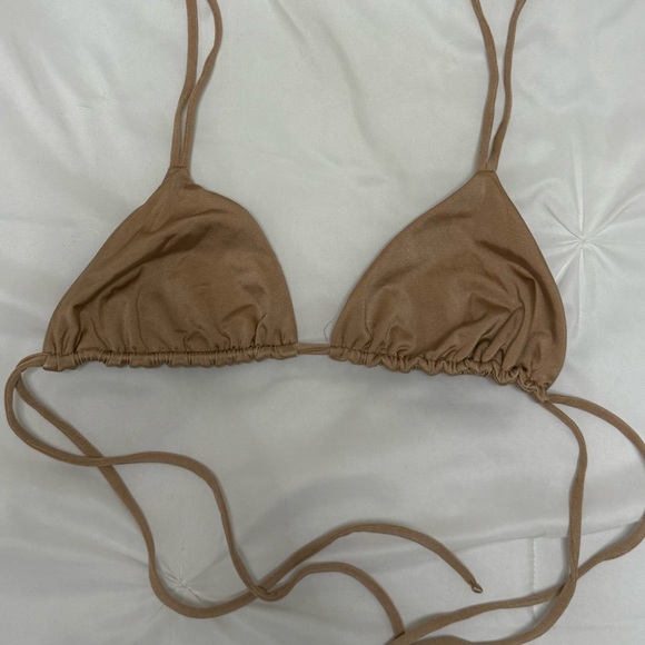 Maheli Heli Tan/Nude Shimmer Triangle Bikini Top - Picture 2 of 5